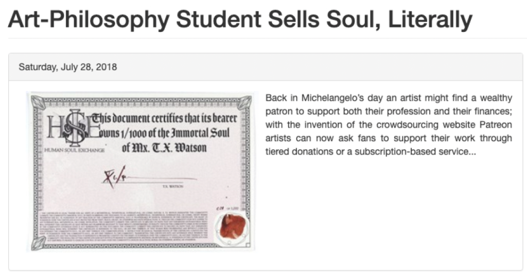 Image of a Certificate of a student's soul